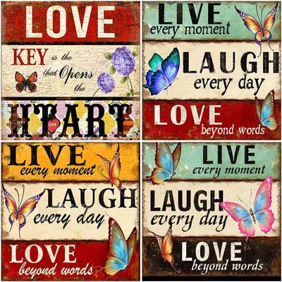 5D Diamond Painting Live Laugh Love Full Round Drill Painting with Diamonds Embroidery Sets Mosaic Home Decorations Gift