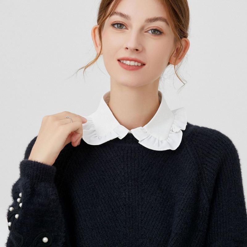 Perfect Match White Chiffon Fungus Edge Fake Collar Decorative Lace Sweater Blouse Tops Neckwear Detachable False Decorative Collars