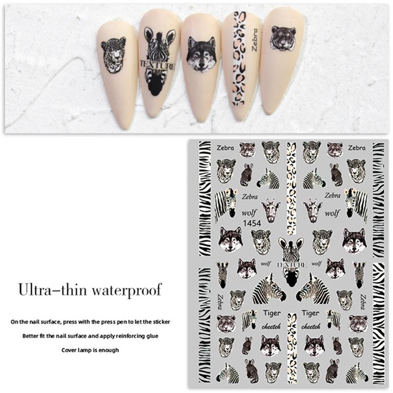 1 pezzo autunno inverno disegni con stampa leopardata adesivo a strisce 3D nail art adesivo autoadesivo impermeabile decorazione per manicure