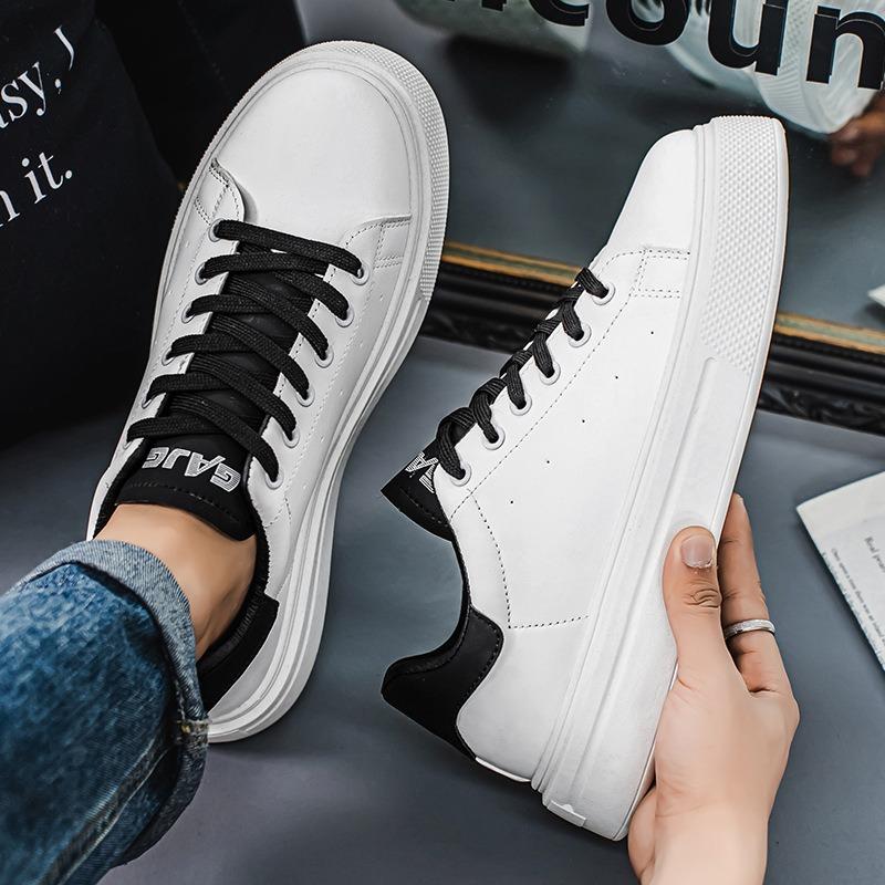 New board shoes men's casual little white shoes sports versatile leather surface students low-top thick sole