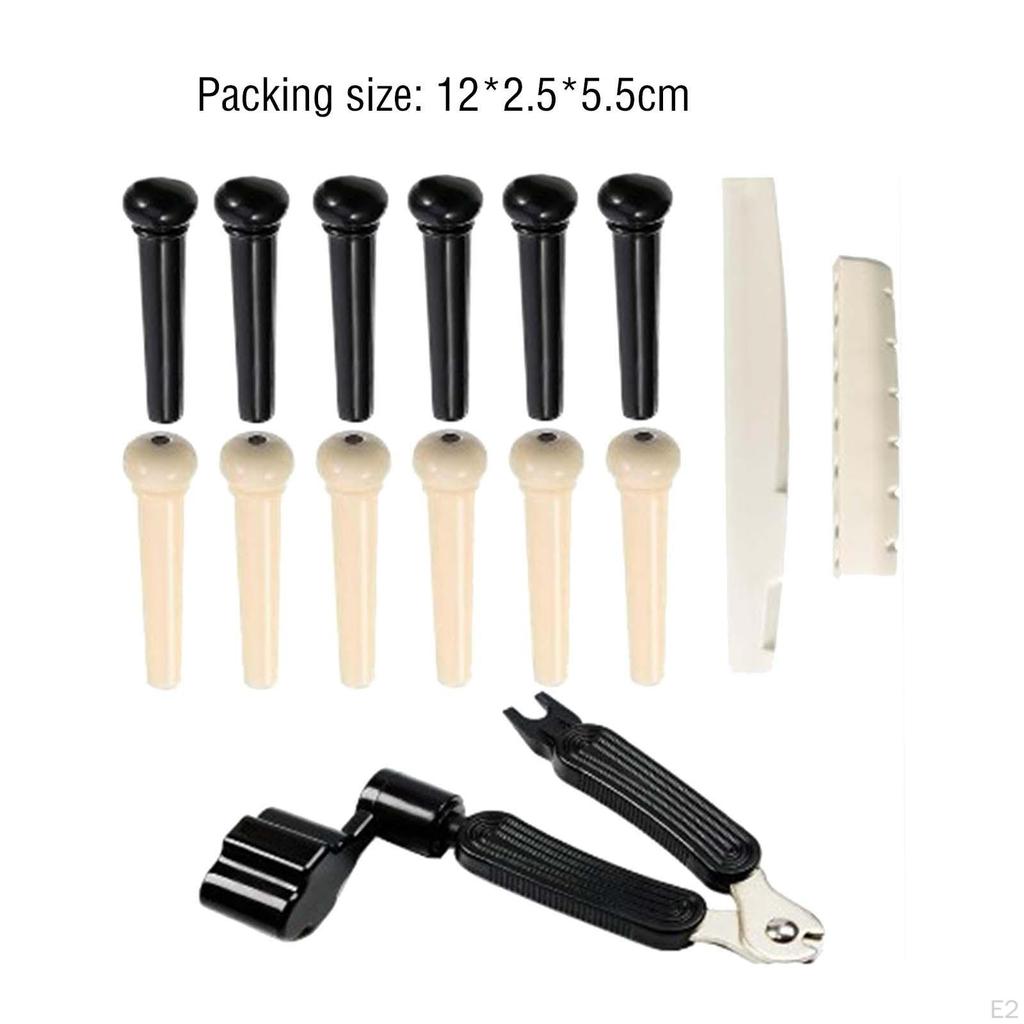 12Pcs Acoustic Guitar Bridge Pins Extractor Tool, Parts String Peg for