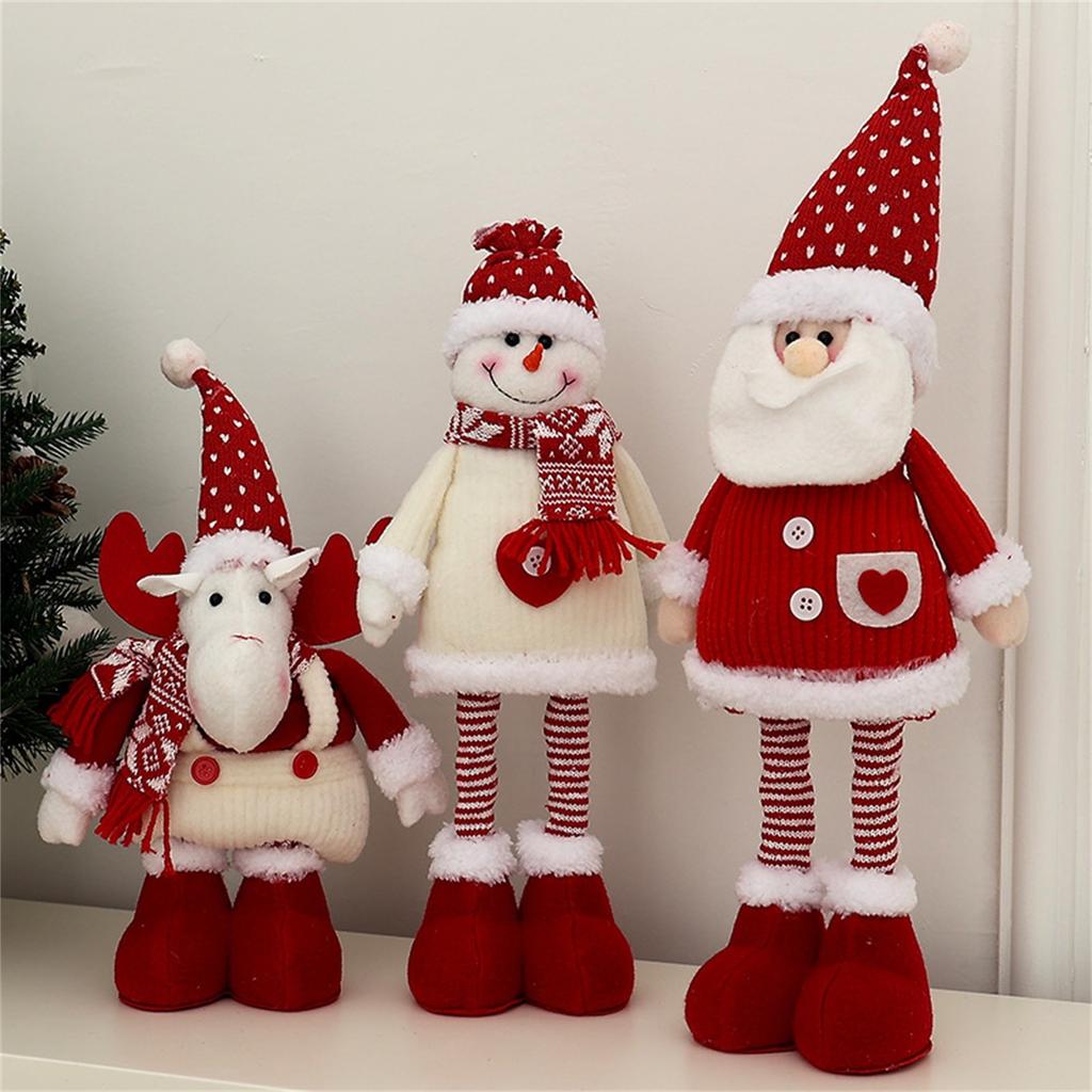 Telescopic Doll Christmas Doll Ornaments Cartoon Knitted Style Old Man Snowman Elk Decorative Ornaments