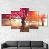 Autumn Trees Purple Red Scenery Canvas 5 Piece Five Panel Wall Print Modern Art Poster Home Decor Gift For Him For Her