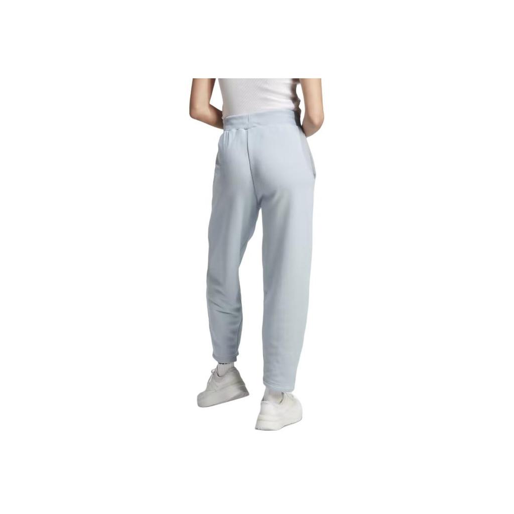 Adidas Solid Color Elastic Drawstring Logo Print Straight Leg Casual Pants Women Bottoms Blue IJ8443