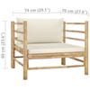 5 Piece Garden Lounge Set with Cream Colored Cushions Bamboo