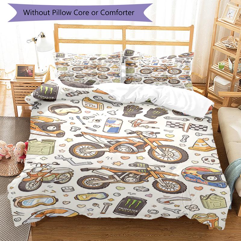 3pcs Cute Cars Bedding Set Duvet Cover Closure Includes 1 Duvet Cover & 2 Pillowcases, Soft and Comfortable for All Seasons.