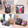 Black Mesh Pen Holder for Desk Pencil Holders 5 Pieces Desk Organizer Office Supplies Caddy with Sticky Notes Holder for Office Home