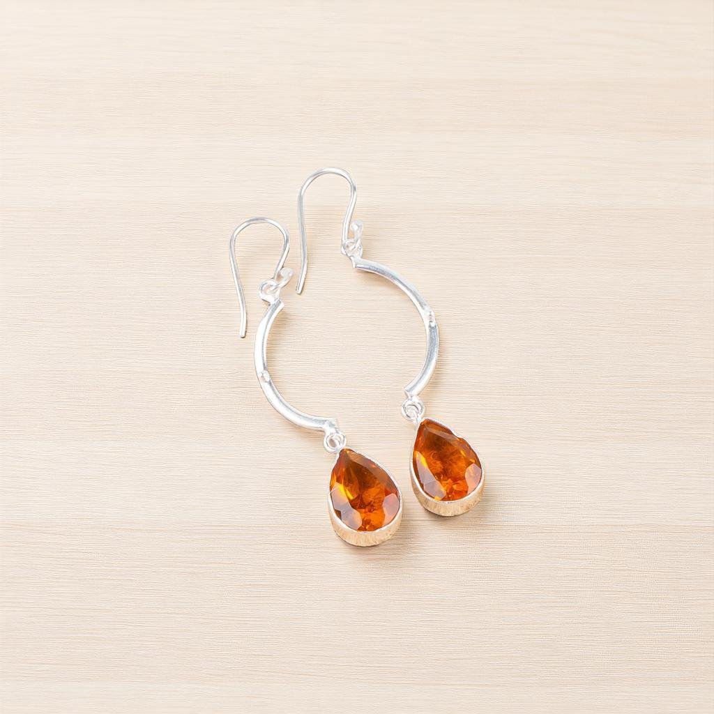 Citrine Gemstone 925 Sterling Silver Jewelry Handmade Earrings 2.60" For Women EE-43-1