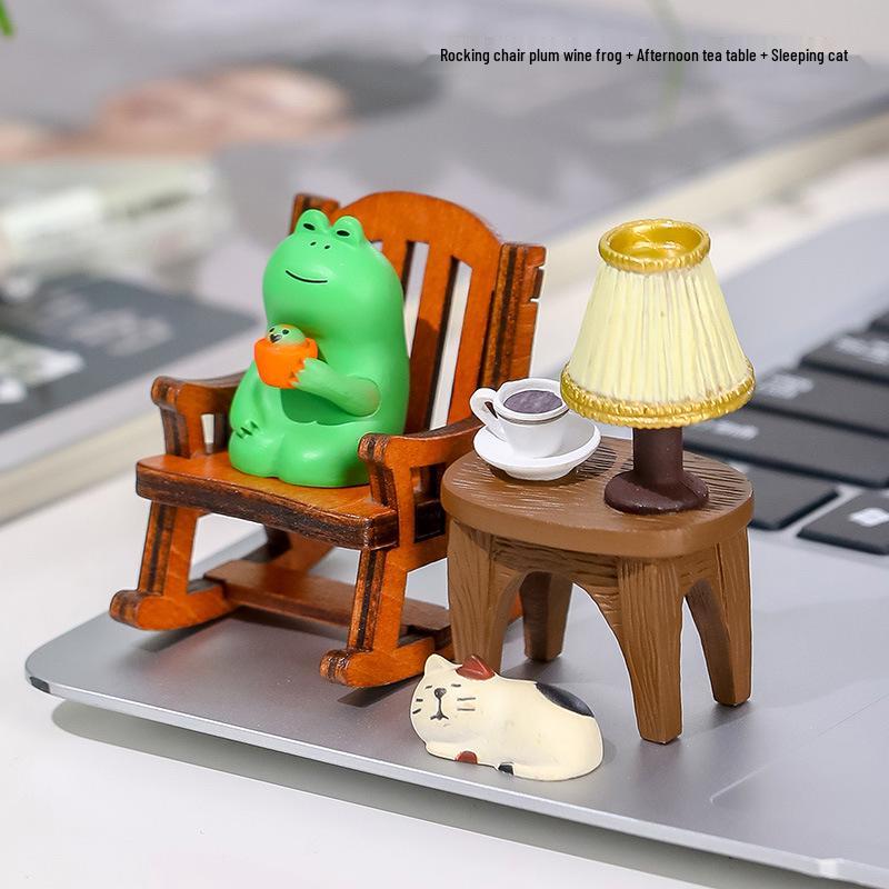 Frog Rocking Chair Cute Healing Decoration – Desktop Ornament for Office or Home