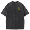 Mens Vintage Oversized Washed TShirt Cotton God Wins Faith Cross Casual Tee