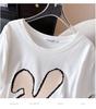 Damen Plus Size Rundhals Mittellanges Kurzarm Schlankmachendes T-Shirt (Größen 200/300/350 Jin)