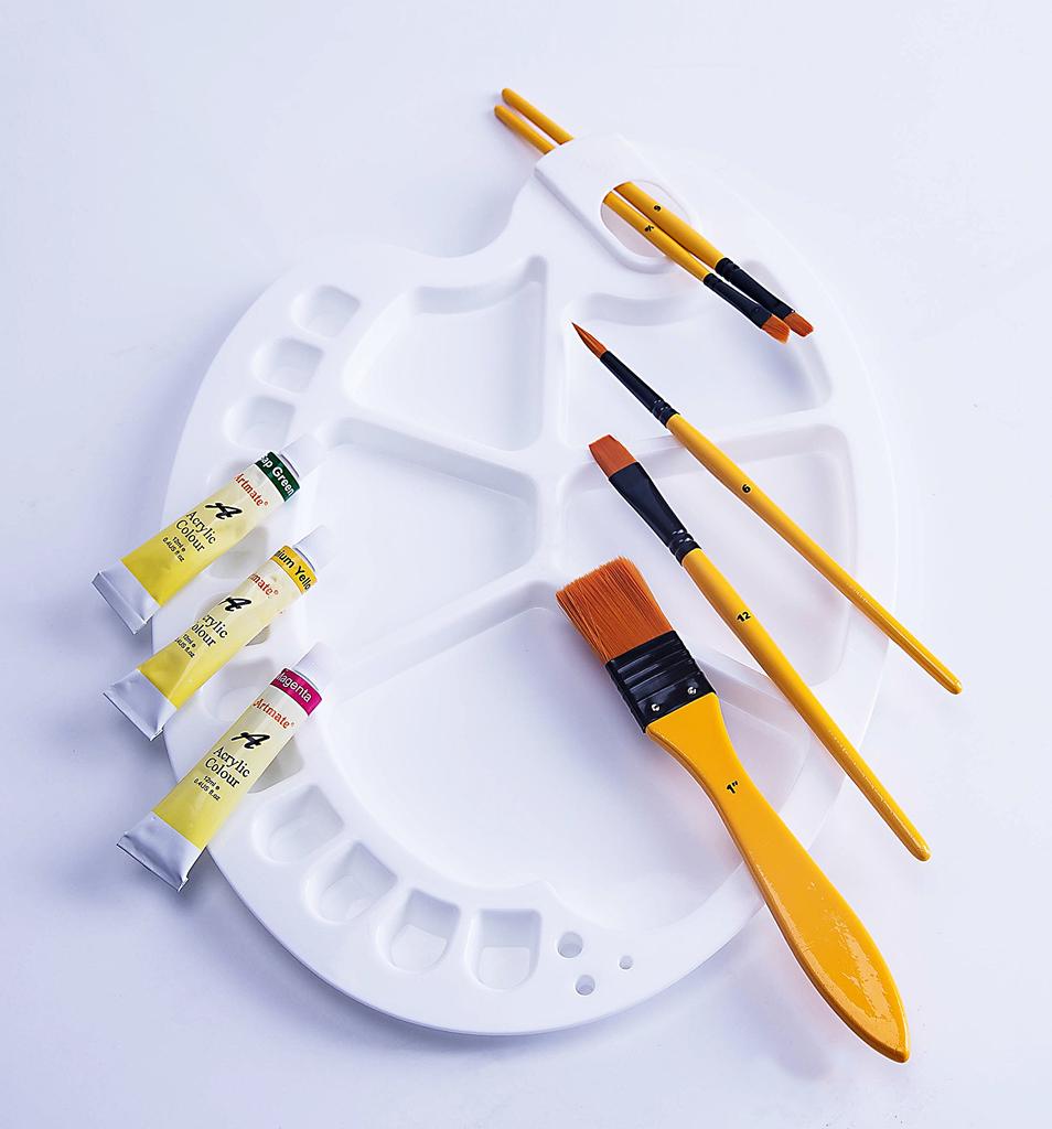 Exerz Acrylic Paint Brush Set 10 Pcs Synthetic Hair Artist Professional Brushes In a Travel for Acrylic Watercolor Gouache Face Paint Case/Perfect &