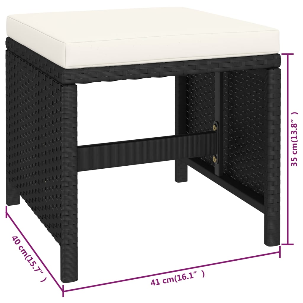 6 Piece Garden Dining Set with Cushions Poly Rattan Black