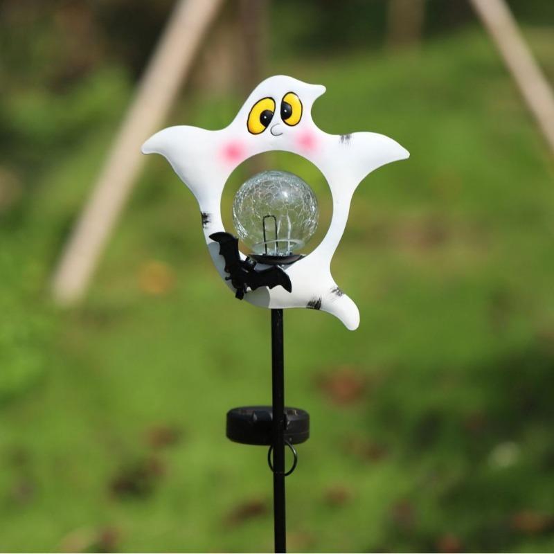 Halloweenové roztomilé bílé duchy solární zahradní světla, vodotěsná venkovní LED světla na cestičku pro dvorek, trávník, sváteční party dekorace
