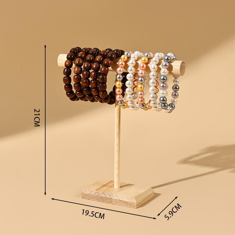 Solid Wood Bracelet & Hair Tie Display Stand - Jewelry Rack & Bangle Props for Live Streaming.