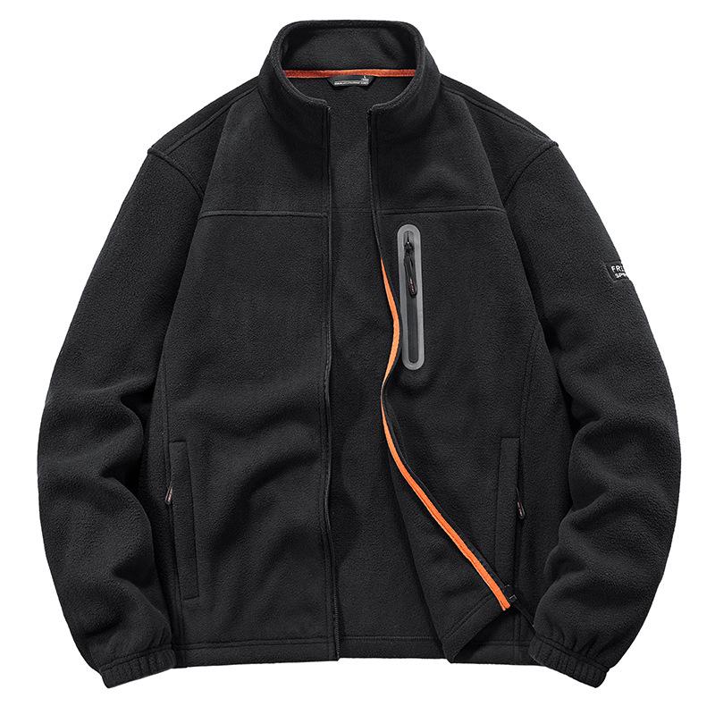 Men's Outdoor Stand Collar Fleece Jacket – Warm, Multi-Pocket, Autumn/Winter Casual Style