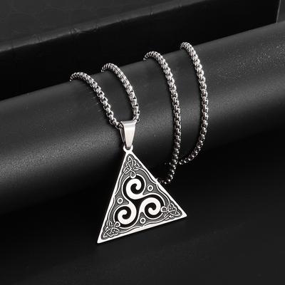 New Retro Three Bevel Necklace Selling Stainless Steel Triangular Triangle Pendant Jewelry