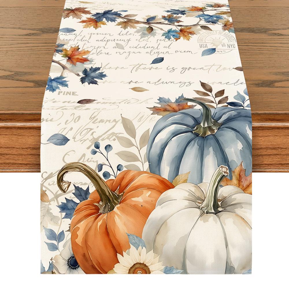 Mantel Decorativo de Calabaza y Hoja de Arce para Acción de Gracias de Otoño para el Hogar y el Comedor