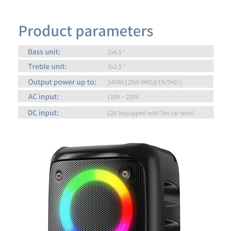 Karaoke Radio FM Bluetooth Speaker Portable Wireless With Microphone Lamp Machine Caixa De Som Sound Box Music Subwoofer LED TWS