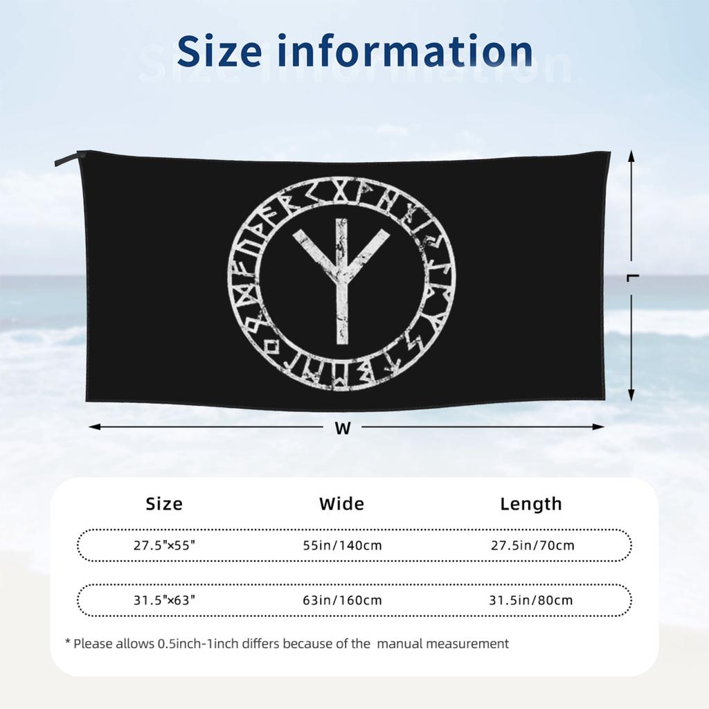 Algiz Runes Amulet Norse Odin Thor Viking Paganism Beach Towel Soft Microfiber Quick Dry Absorbent Quick Towels For Yoga