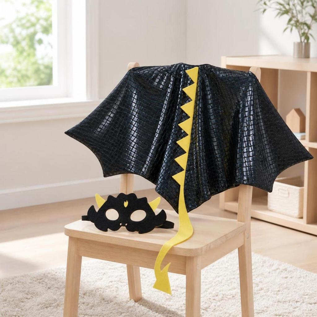 Dinosaur Cape Shiny Costume with Mask Sparkling for Halloween, Kids