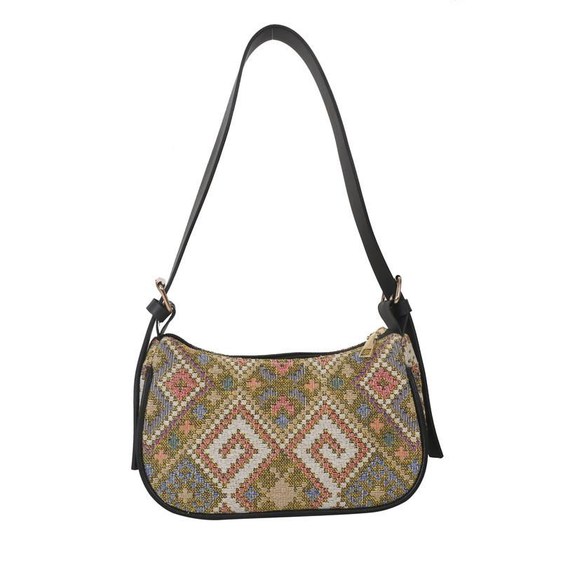 Chic Simple Urban Oxford Cloth Handbag With Elegant Floral Pattern For Women