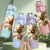 1PC Leopard Petal Flower Graphic,750ml Color Plastic Sports Water Bottle,Leakproof Flip Straw Lid,Suitable for Sports Office Home Use