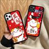 Maneki Neko Lucky Money Cat PC+TPU Phone Case For IPhone 11 12 13 14 15 16 17 Plus Pro Max Cover