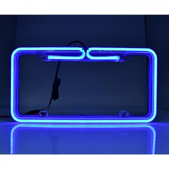Universal  Purple Car Pickup Neon License Plate Frame Front Rear Tag Cover 12V