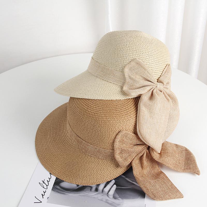 Versatile Style Hat Straw Woven Elegant  Sweet Bow Womens Hatscaps Sunshade