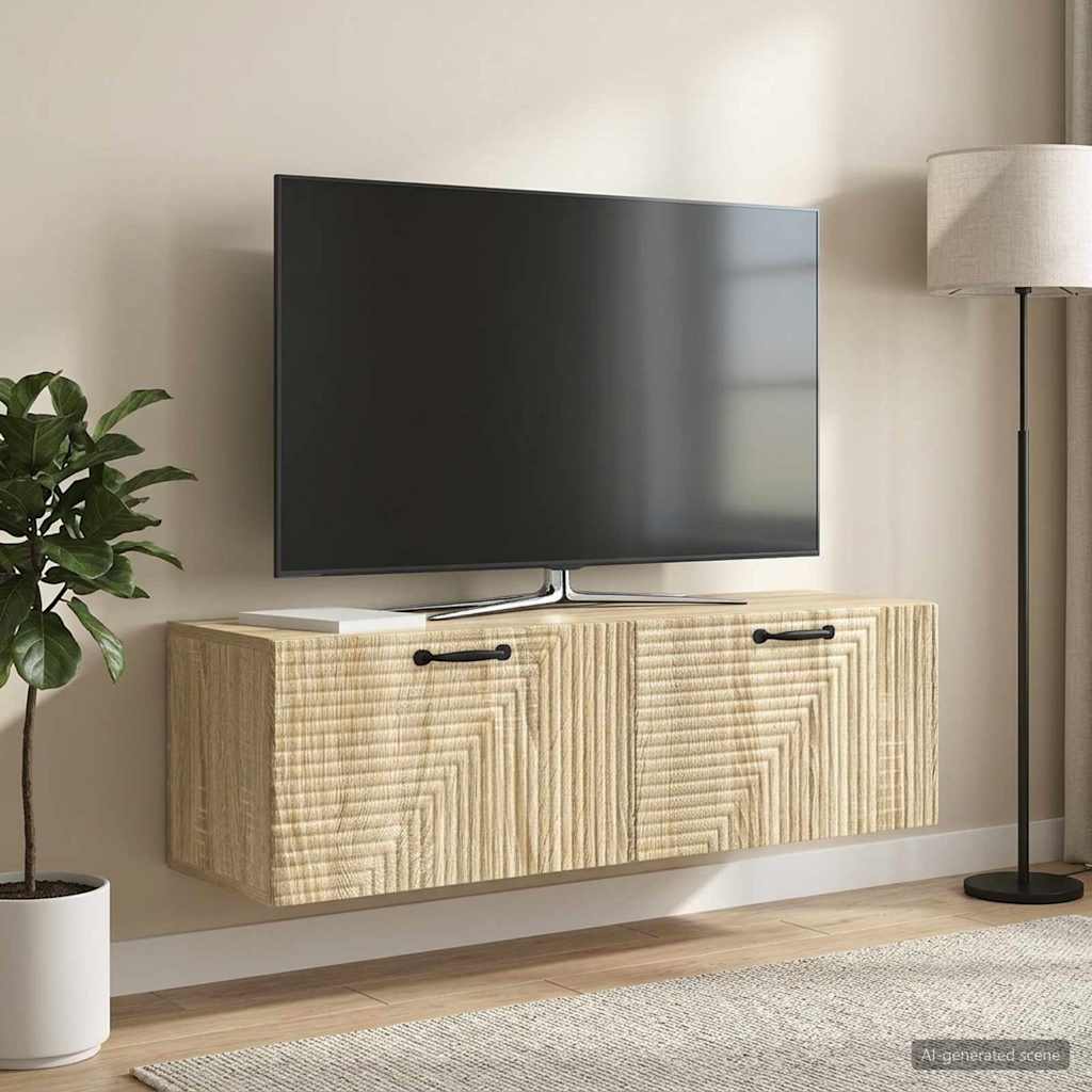 Wall Mounted TV Cabinet in Sonoma Oak 98 x 31 x 30 cm