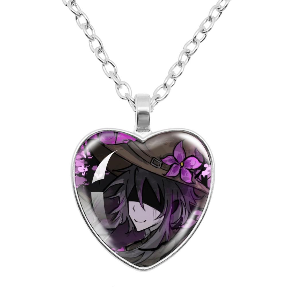 Game Forsaken Azure Anime Azure x Two Time Fanart Funny MeMe Glass Heart Shape Pendant Necklace Jewelry Charm Collect Gift
