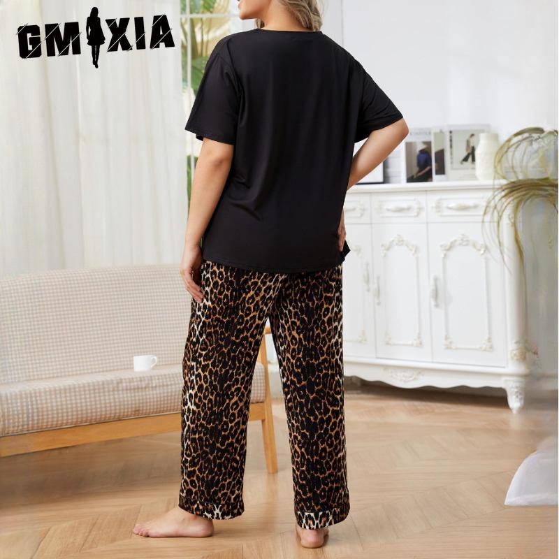 GMXIA Große Größe Pyjama Damen Frühling und Herbst Hausanzug Kann draußen getragen werden