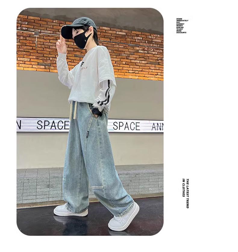 Kids' Straight Soft Jeans - Spring/Autumn Wide Leg Casual Pants