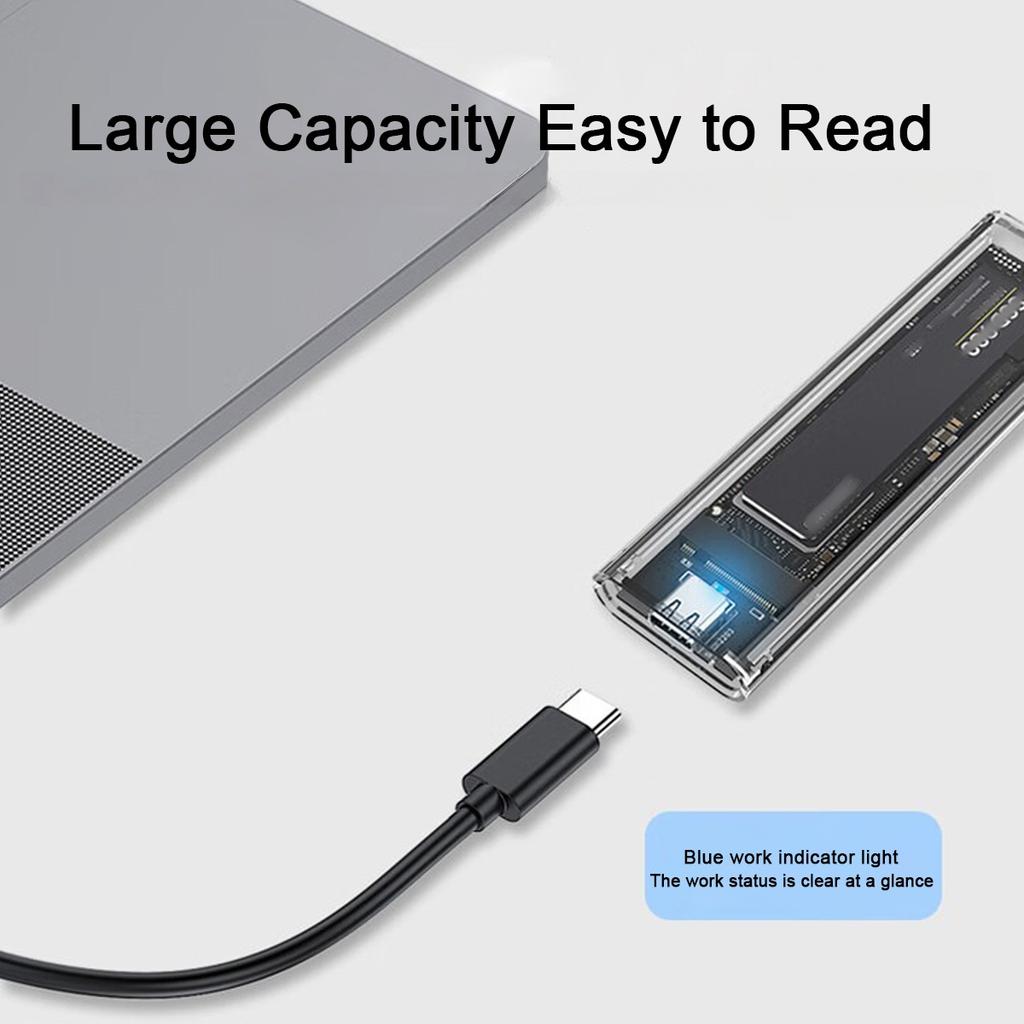 Xiaomi Transparent M.2 NVME SSD Enclosure Case M-KEY External Hard Drive Box USB C Interface Support NVME Protocol Laptop Tablet PC