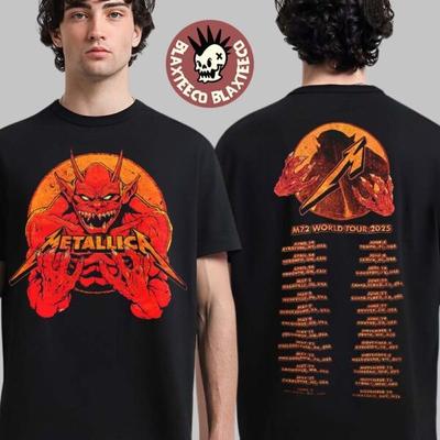 Metallica M72 World Tour 2025 Merch Fire Demon Two Sided Unisex T-Shirt Unisex T-Shirt