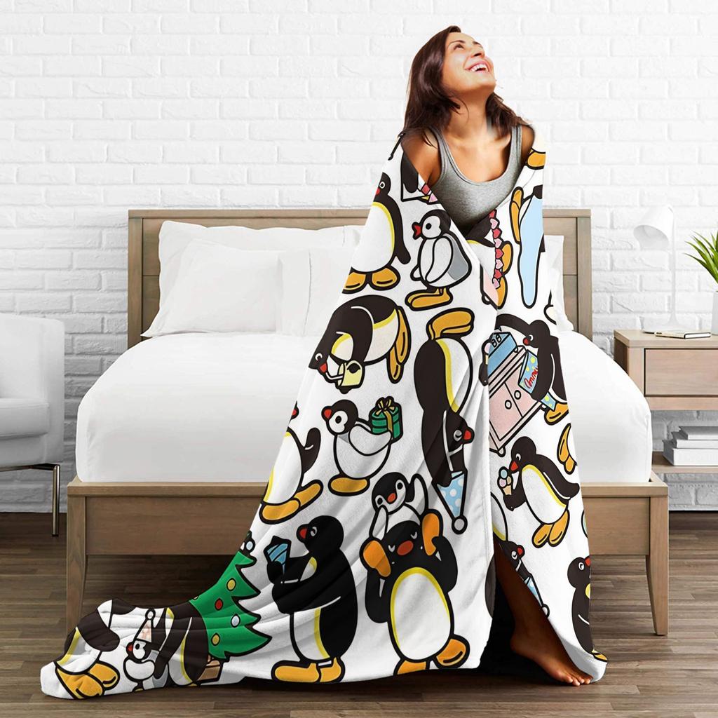 Cute Pingu Penguin Blankets Quality Warm Throw Blanket Spring Decorative Living Room Fashion Bedspread
