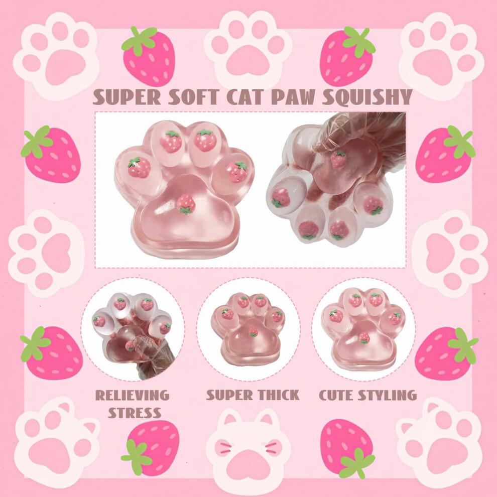 Pink Cat Paw Squishy Stress Relief Squeeze Toy, Soft Rebound Cute Kitten Paw Fidget Toy for Adults