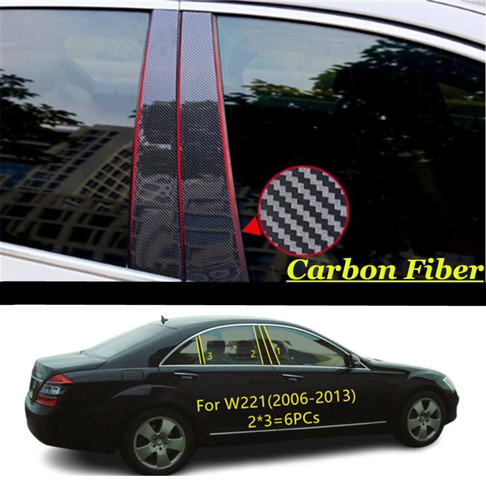 Car TPU/Glossy Mirror Pillar Post Cover  For Mercedes Benz S-Class W221 2006 2007 2008-2013 Door Trim Window Decorative Sticker