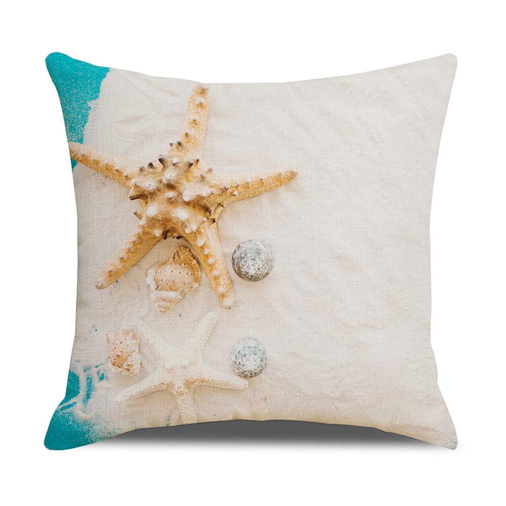 Retro Mediterranean Ocean Digital Print Linen Pillow Reading Cushion Home Furnishings
