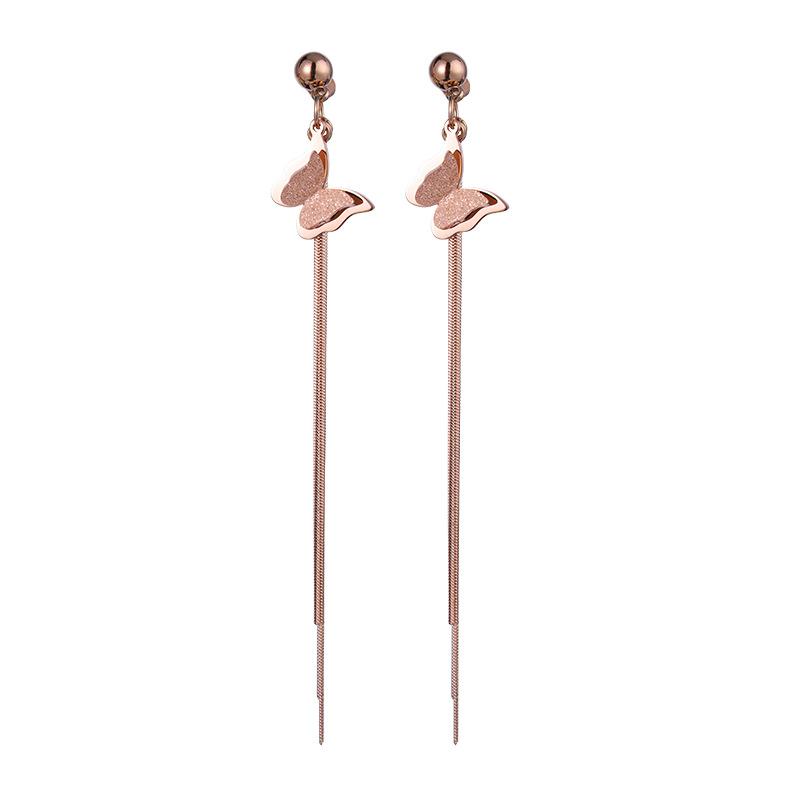 Japan And South Korea Sweet Su Different Face -Shaped Roman Digital Black Barrine Steel Titanium Steel Earrings