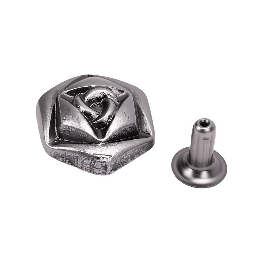 20 Sets Leather Rivets 12mm Antique Silver Hexagonal Rose Rivets and 3x7mm Feet for Craft Decoration