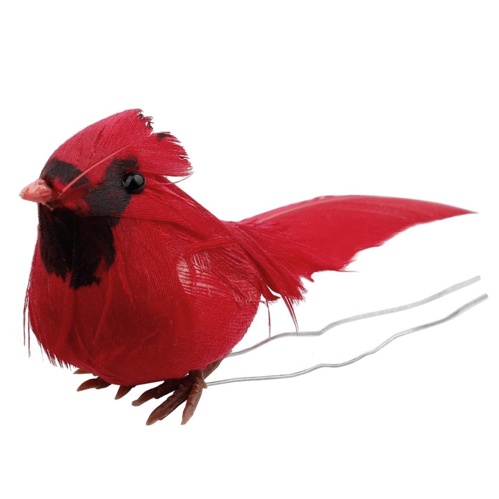 10PCS/Pack Artificial Feathered Birds Red Clip-On Cardinals  Christmas Ornaments Tree Pendant For Home Party Decors Display