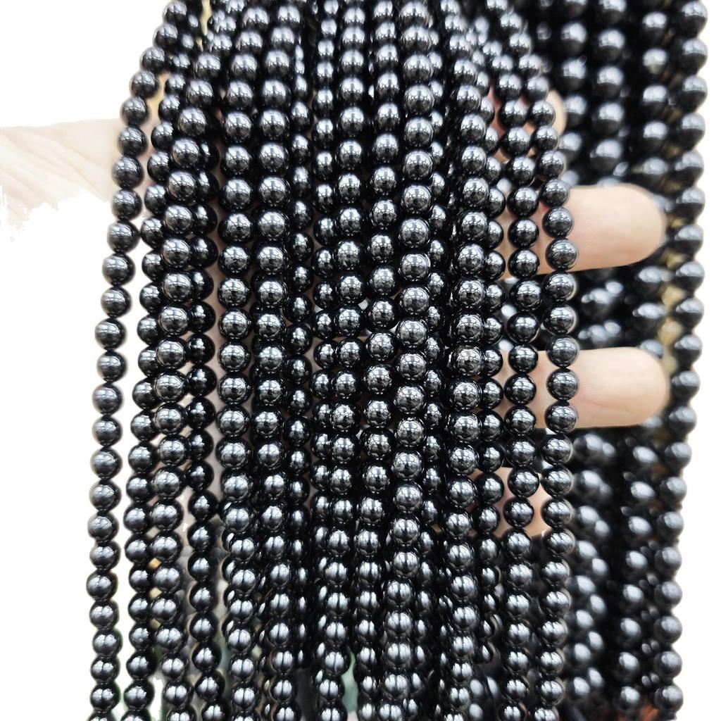 Naturalne Brazylskie Czarny Turmal Kostki Okrągłe Koraliki do Bransoletek DIY