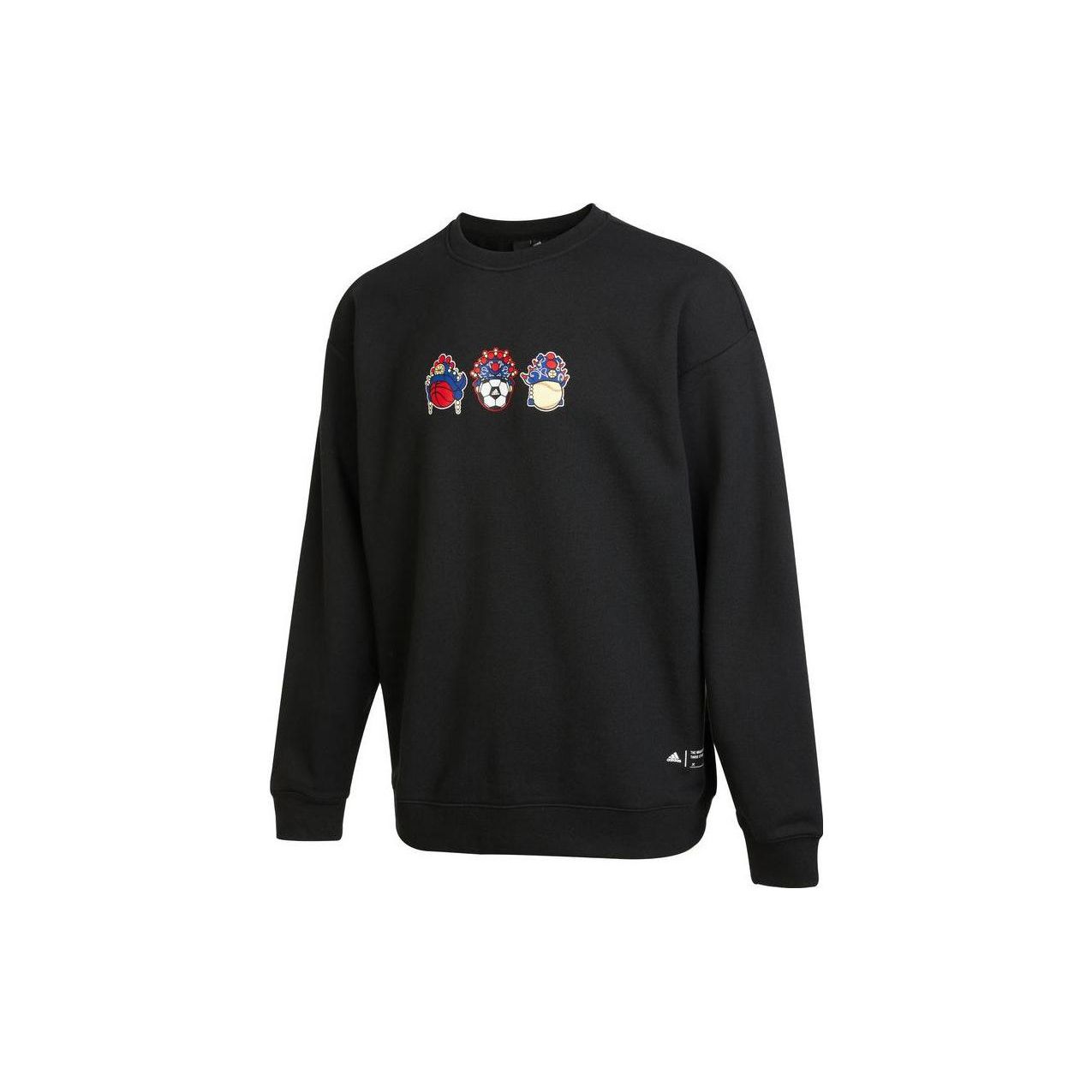 adidas Unisex Black Graphic Print Crew Neck Sweatshirt IB2777 M