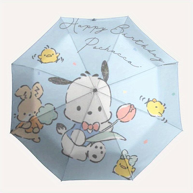 1pc Happy Birthday Pochacco Automatic Folding Umbrella - 3 Folding Design, Vivid Cartoon Pattern, Suitable for Outdoor Activities, A Gift for Fans In