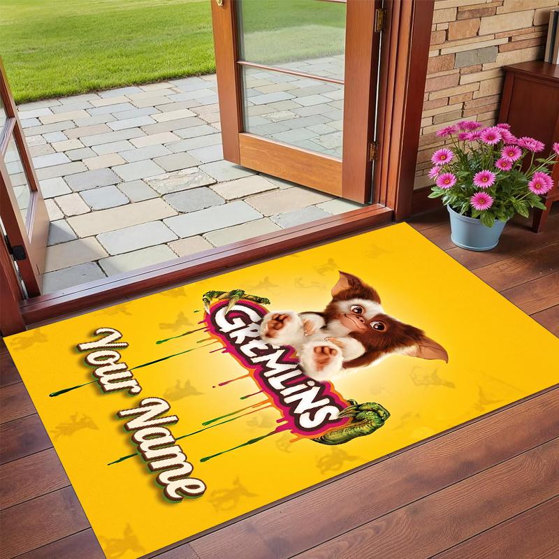 Crystal Velvet Rug Custom Name Text, Soft Non Slip Floor Mat Home DecorGremlins Gizmo