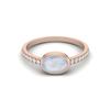 Anel Solitário Feminino para Pedido em Prata Esterlina 925 com Banho Rose Gold, Pedra Lua Corte Oval 7X5 MM