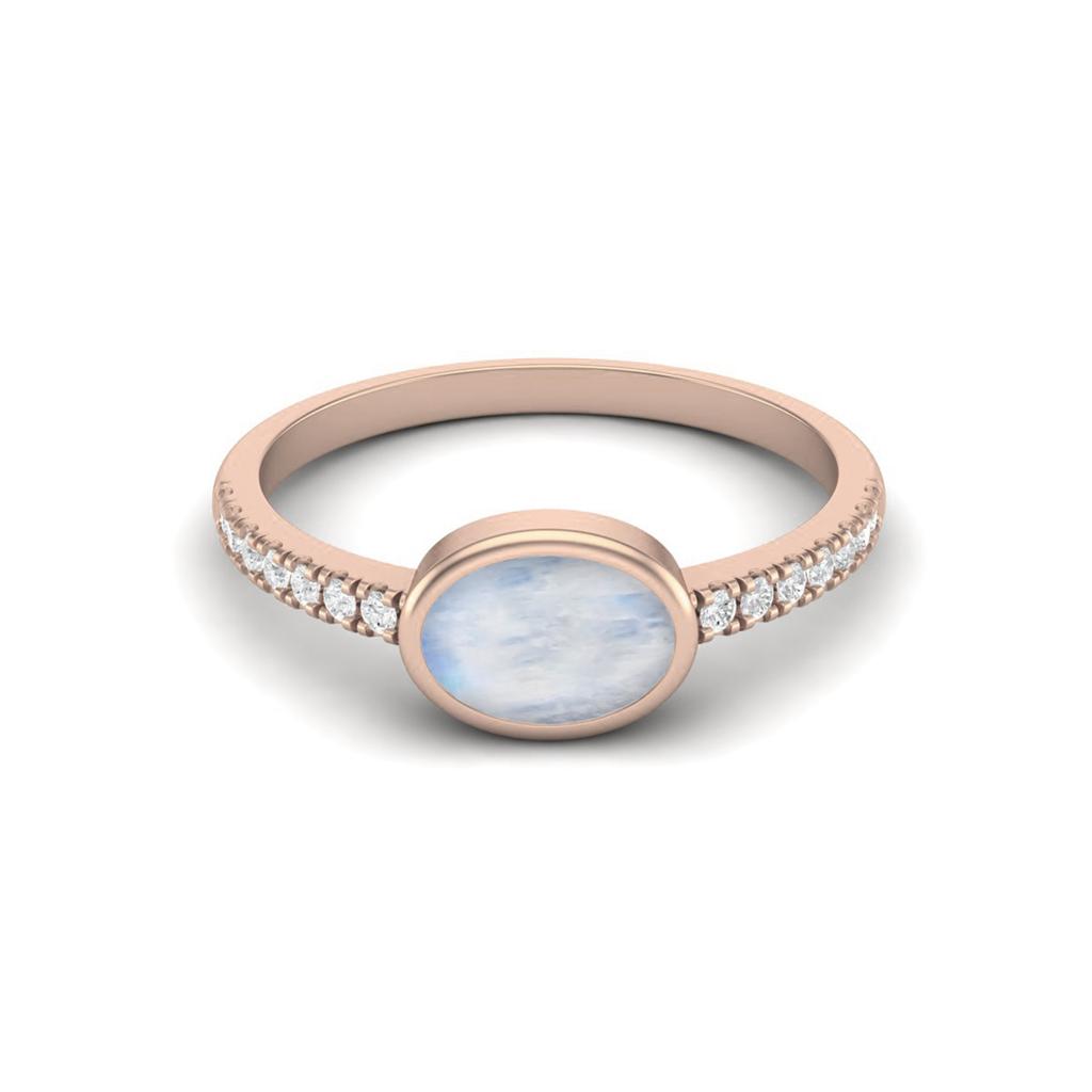 7x5 MM Oval geschliffener Mondstein 925 Sterling Silber Roségold Vergoldet Solitär Damen Verlobungsring
