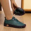 35-45,Soft-soled Shoes Women's Large Size Hand-stitched Lace-up Outside Casual Shoes, Ladies Imitation Leather Shoes